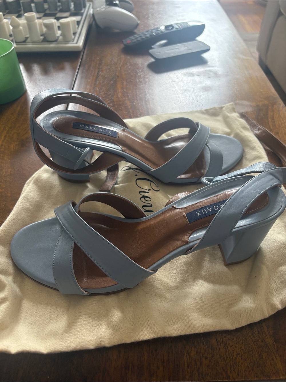 Margaux Light Blue Strappy Block Heel Sandals
